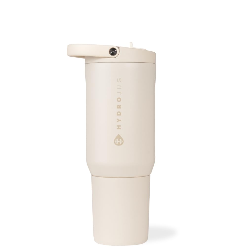 HydroJug Sport - Stainless Steel Tumbler with Straw, Vacuum Insulated, 32oz Leakproof Water Bottle, Ergonomic Design, Reusable, Dishwasher Safe, Rubber Base, Durable for Gym or Outdoors, Pink Sugar