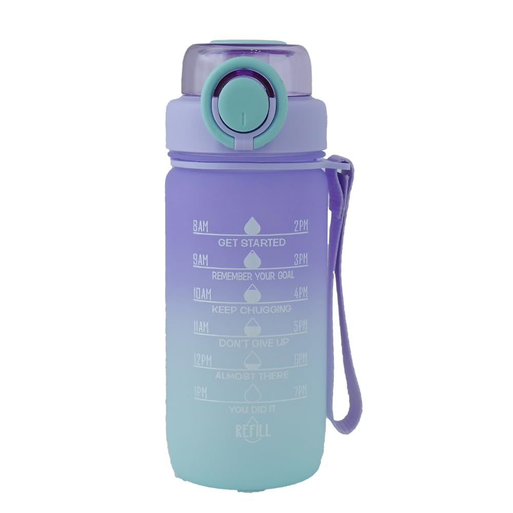 ZZT 20 oz Water Bottles with Time Marker to Drink and Straw, Motivational Words Water Bottle, Leakproof,Sports Water Bottle for Gym and Outdoor Activity (Yellow)