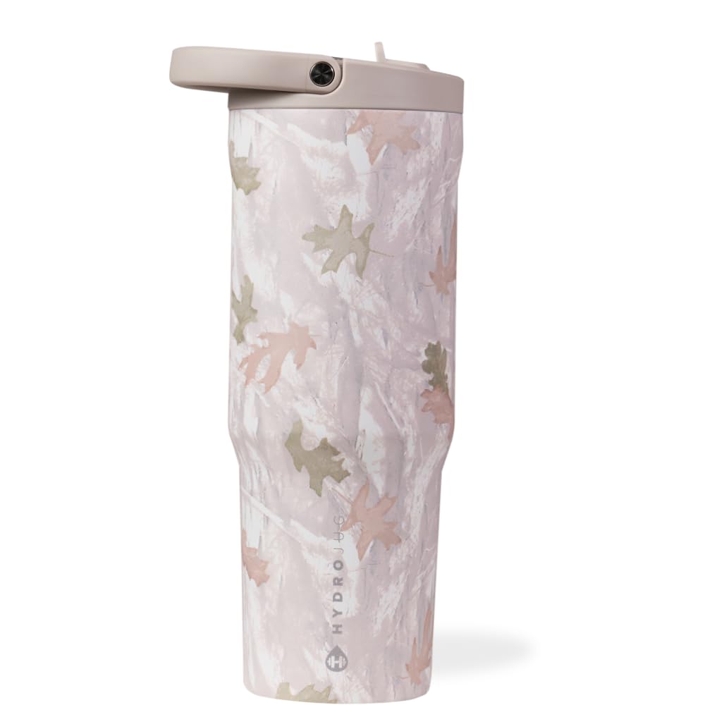 HydroJug Sport - Stainless Steel Tumbler with Straw, Vacuum Insulated, 32oz Leakproof Water Bottle, Ergonomic Design, Reusable, Dishwasher Safe, Rubber Base, Durable for Gym or Outdoors, Pink Sugar