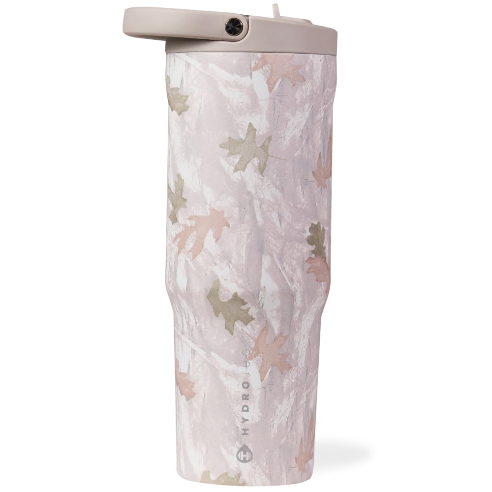 HydroJug Sport - Stainless Steel Tumbler with Straw, Vacuum Insulated, 32oz Leakproof Water Bottle, Ergonomic Design, Reusable, Dishwasher Safe, Rubber Base, Durable for Gym or Outdoors, Pink Sugar