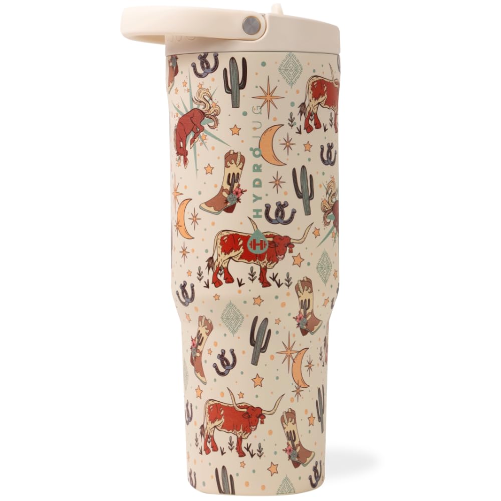 HydroJug Sport - Stainless Steel Tumbler with Straw, Vacuum Insulated, 32oz Leakproof Water Bottle, Ergonomic Design, Reusable, Dishwasher Safe, Rubber Base, Durable for Gym or Outdoors, Pink Sugar