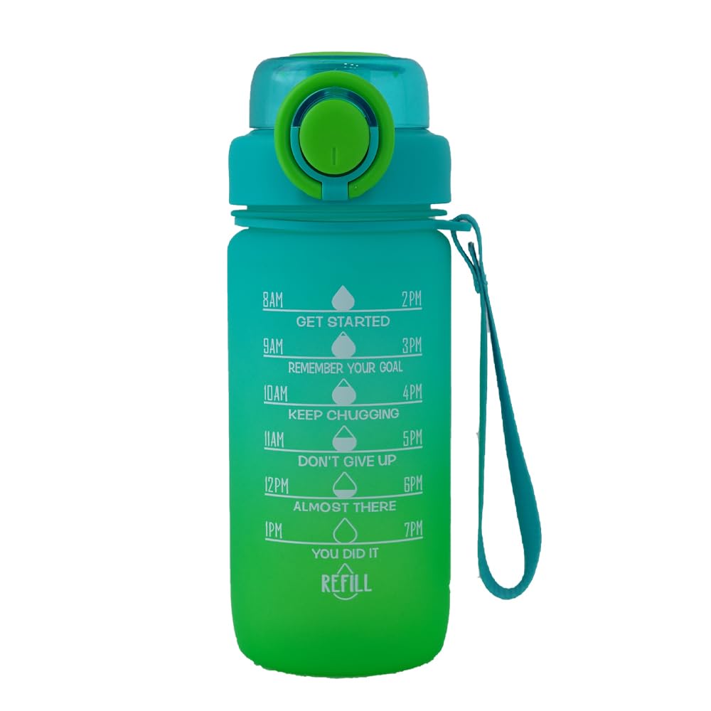 ZZT 20 oz Water Bottles with Time Marker to Drink and Straw, Motivational Words Water Bottle, Leakproof,Sports Water Bottle for Gym and Outdoor Activity (Yellow)