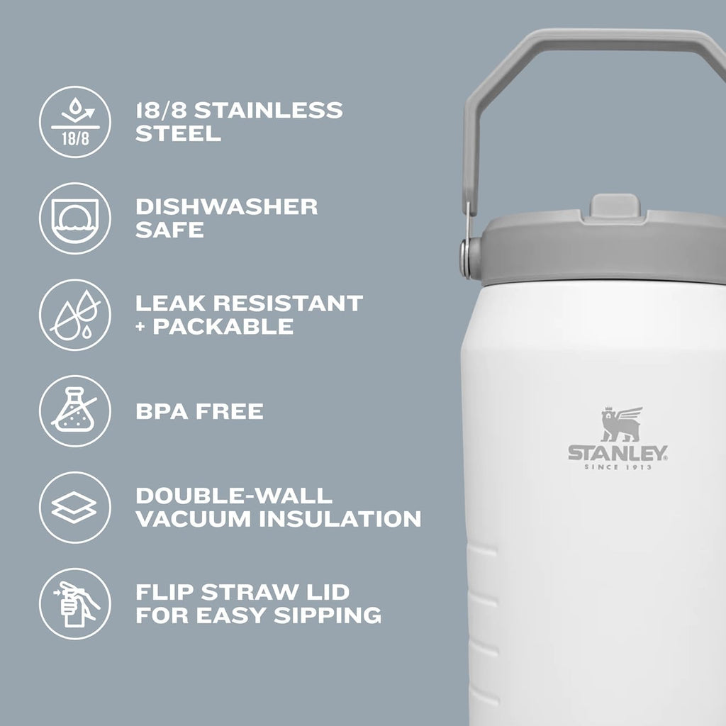 Stanley IceFlow 2.0 Flip Straw Jug with Handle 64 oz | Twist On Lid and Flip Up Straw | Leakproof for Travel and Sports | Insulated Stainless Steel | BPA-Free | Frost