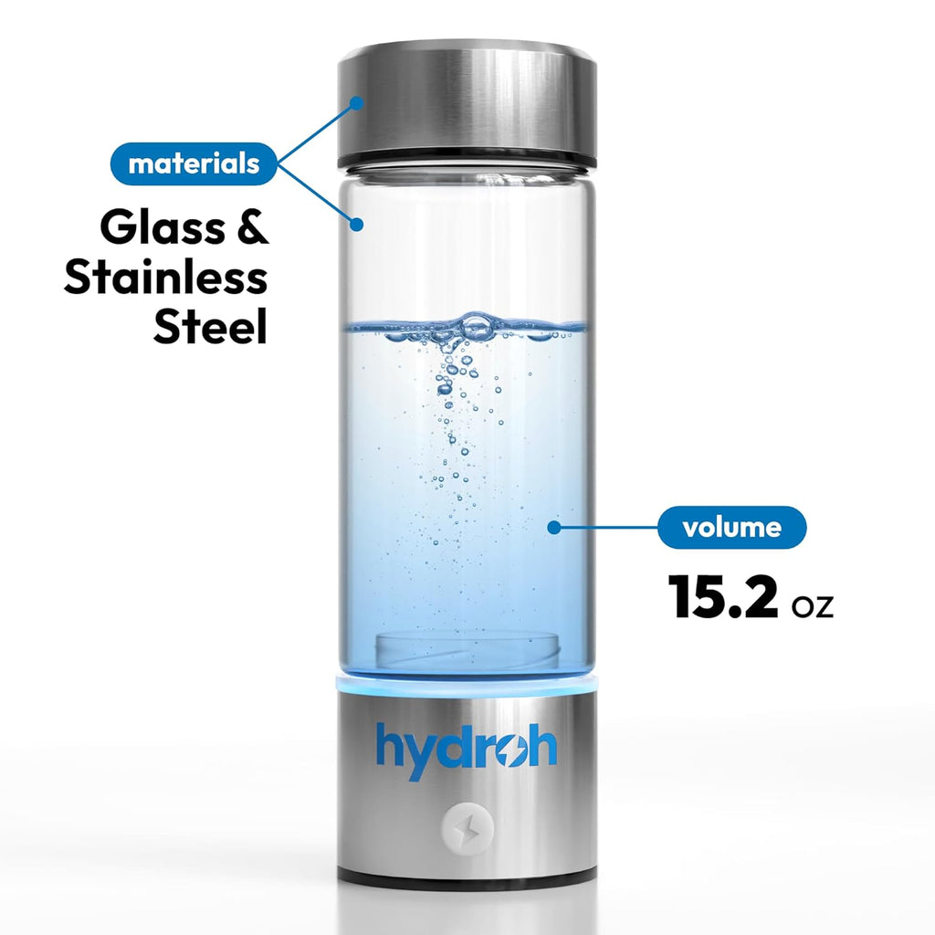 Hydroh Original Hydrogen Water Bottle 15oz, Portable Hydrogen Water Bottle 2024, Advanced Hydrogen Rich Water Maker with SPE/PEM for Home Office Fitness Travel Drinking