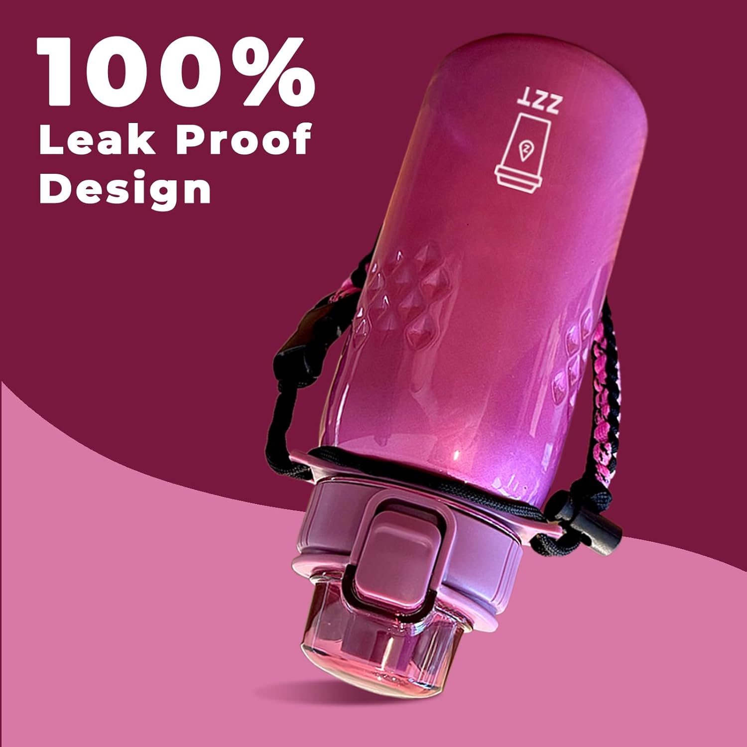 ZZT 25 oz Water Bottle with Spout & Adjustable Paracord Handle,Wide Mouth Water Jug with Leak Proof,Tritan, BPA Free for Gym Fitness & Outdoor (Pink)