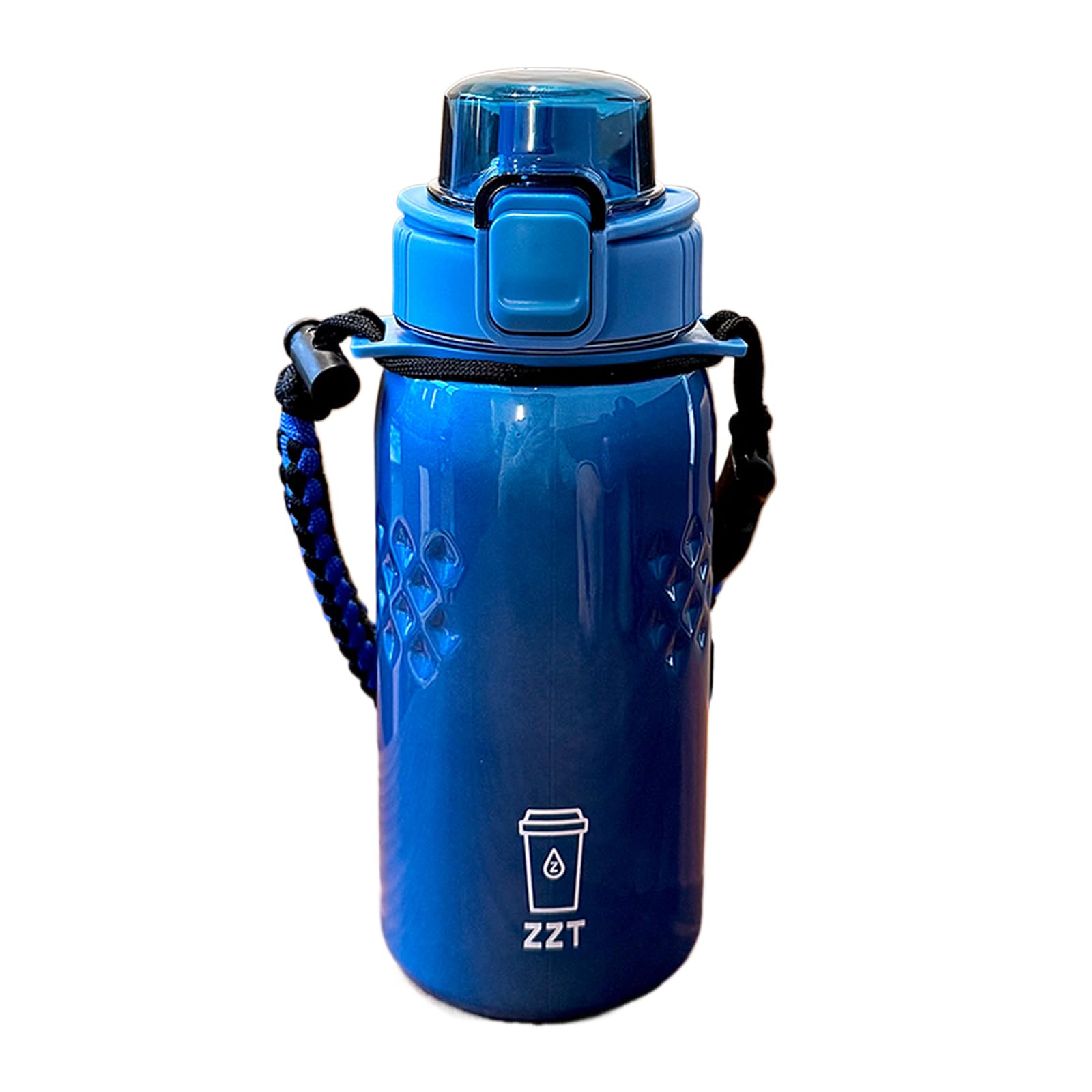 ZZT 25 oz Water Bottle with Spout & Adjustable Paracord Handle,Wide Mouth Water Jug with Leak Proof,Tritan, BPA Free for Gym Fitness & Outdoor (Blue)