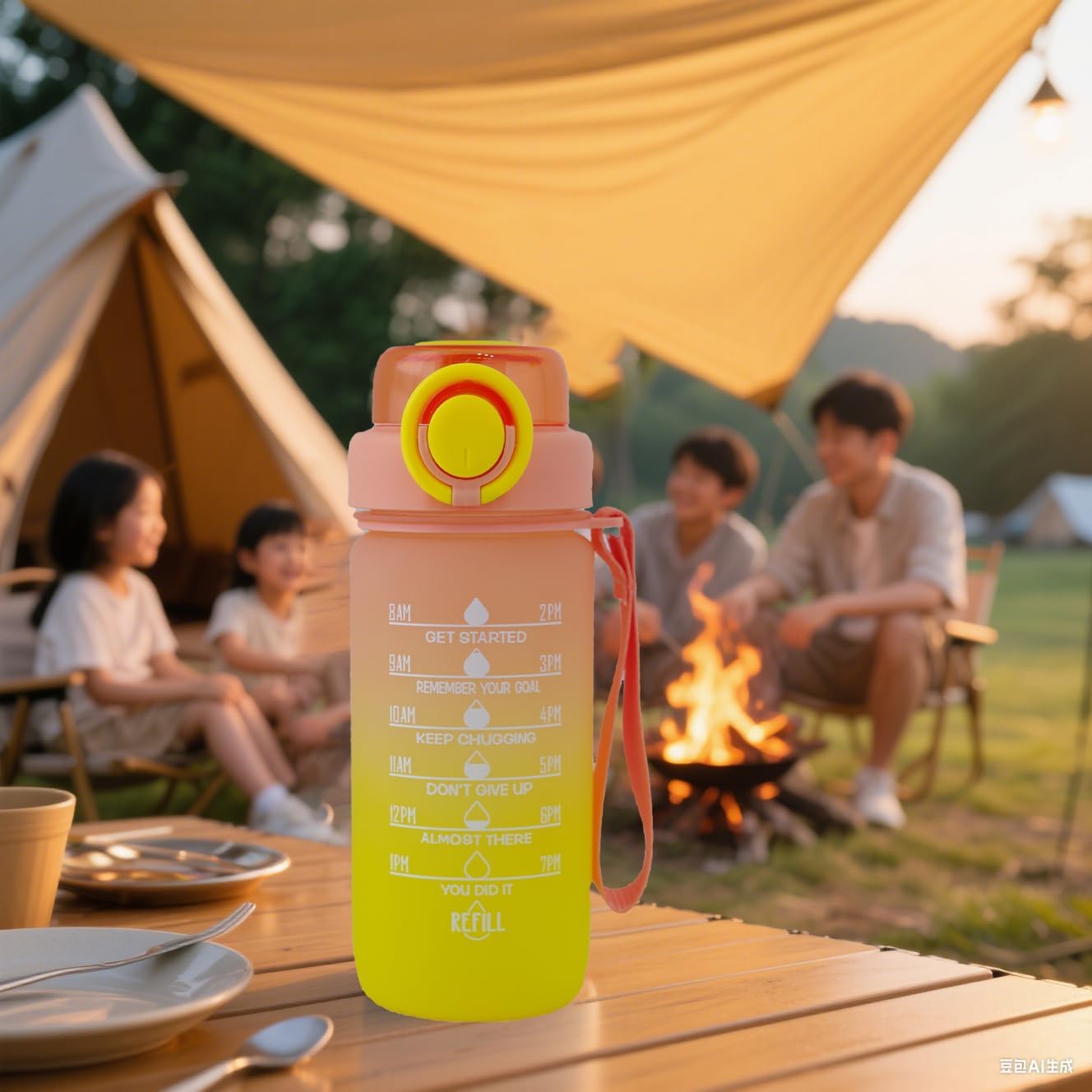 ZZT 20 oz Water Bottles with Time Marker to Drink and Straw, Motivational Words Water Bottle, Leakproof,Sports Water Bottle for Gym and Outdoor Activity (Yellow)