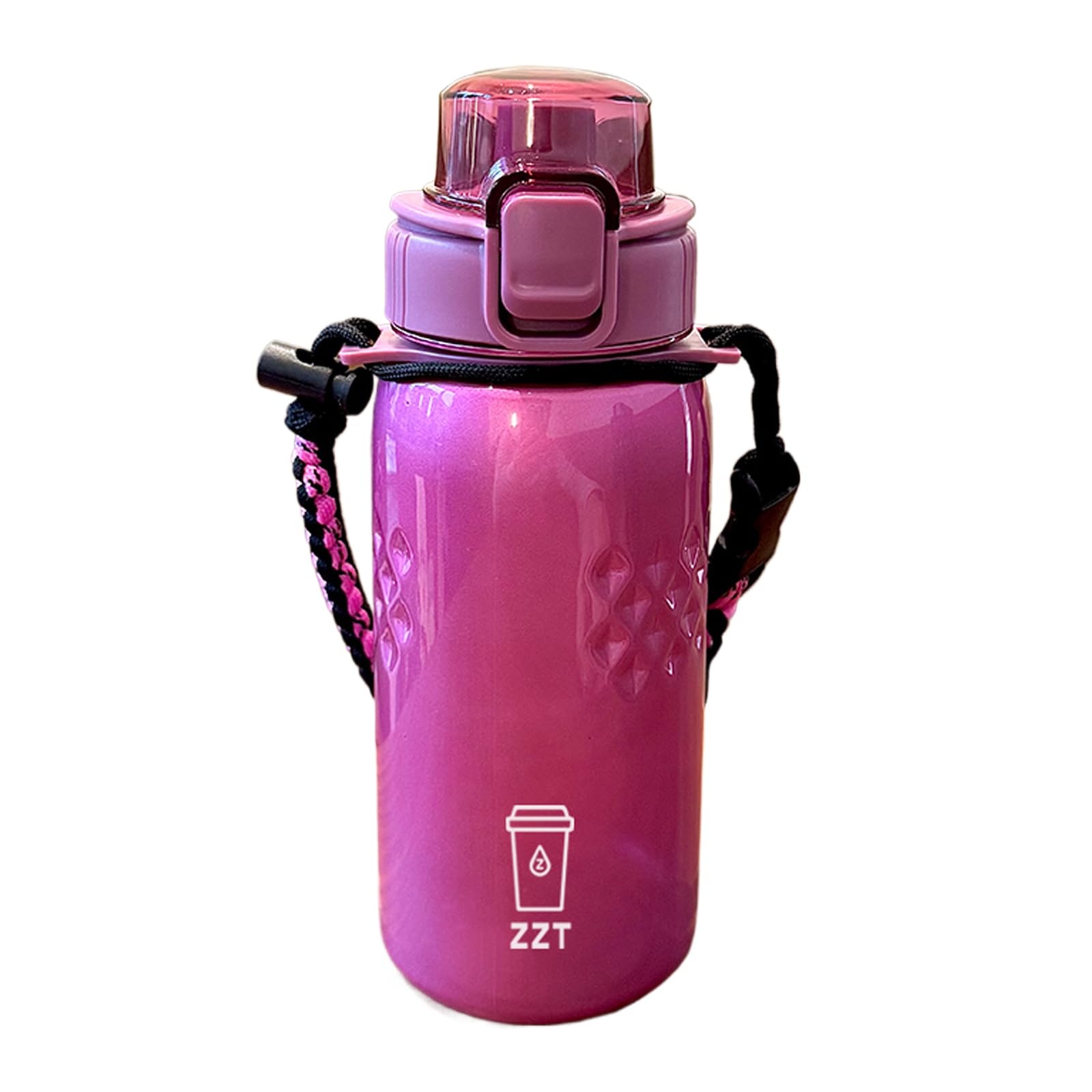 ZZT 25 oz Water Bottle with Spout & Adjustable Paracord Handle,Wide Mouth Water Jug with Leak Proof,Tritan, BPA Free for Gym Fitness & Outdoor (Black Gold)