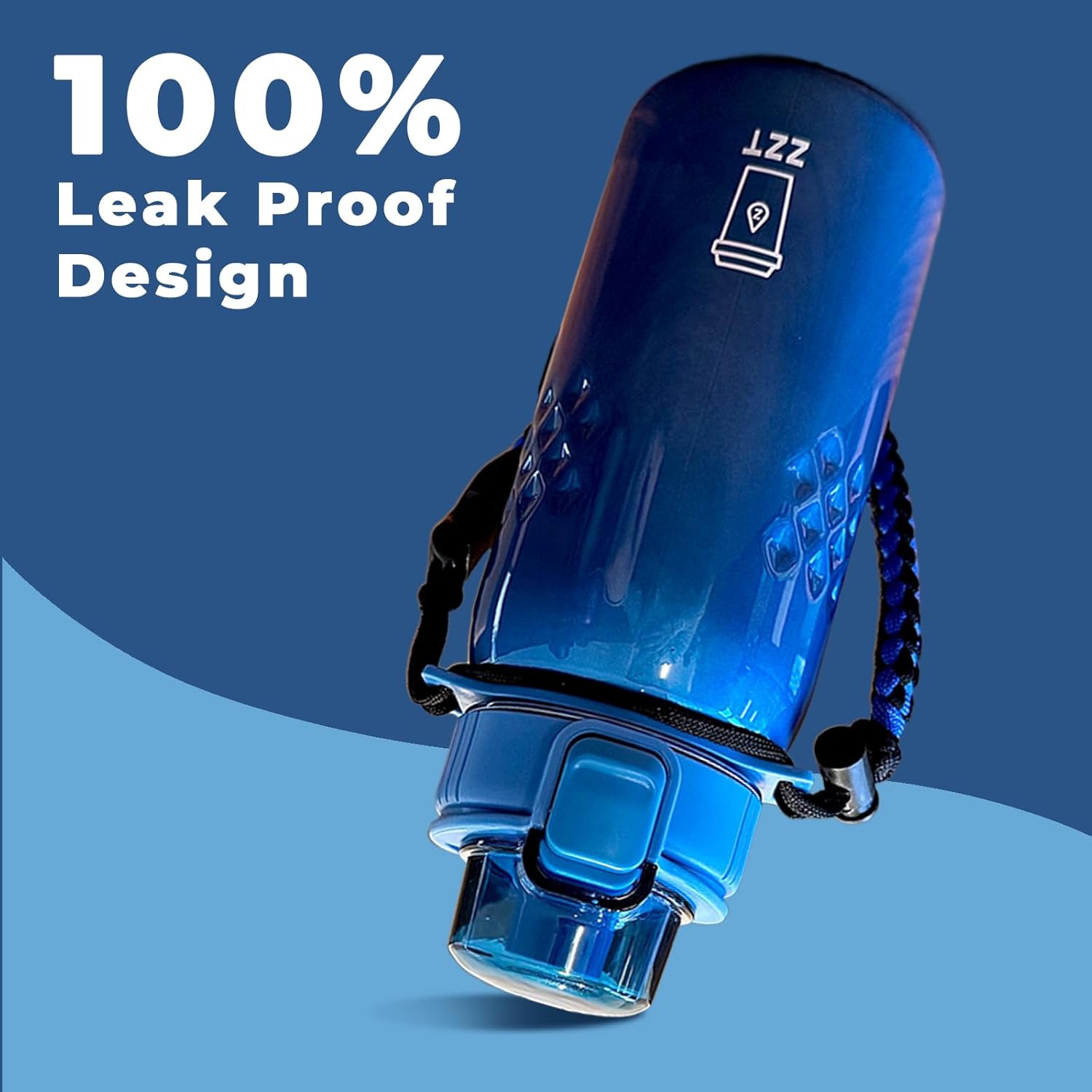 ZZT 25 oz Water Bottle with Spout & Adjustable Paracord Handle,Wide Mouth Water Jug with Leak Proof,Tritan, BPA Free for Gym Fitness & Outdoor (Blue)