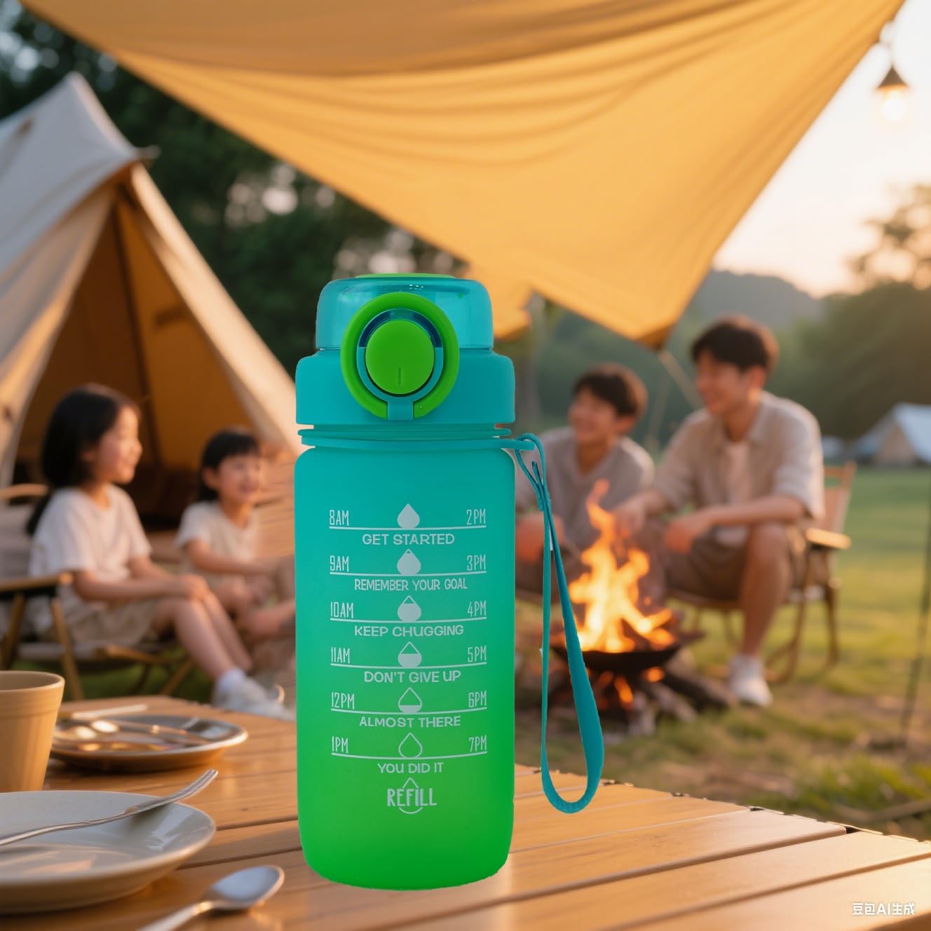 ZZT 20 oz Water Bottles with Time Marker to Drink and Straw, Motivational Words Water Bottle, Leakproof,Sports Water Bottle for Gym and Outdoor Activity (Green)