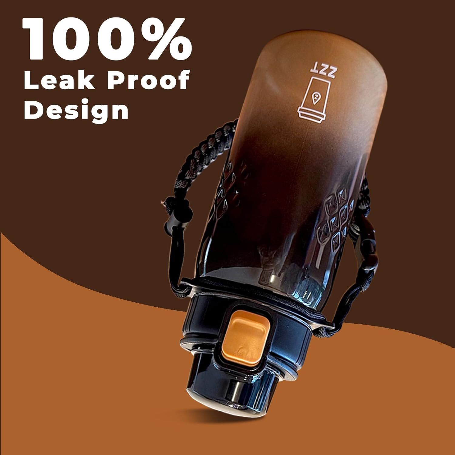 ZZT 25 oz Water Bottle with Spout & Adjustable Paracord Handle,Wide Mouth Water Jug with Leak Proof,Tritan, BPA Free for Gym Fitness & Outdoor (Black Gold)