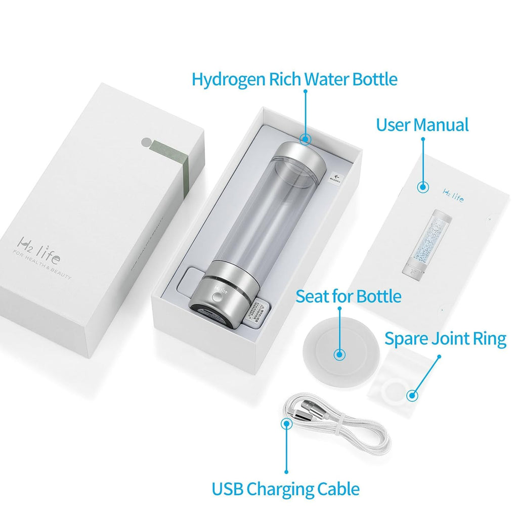 Hydrogen Sport Water Bottle, Professional Hydrogen-Rich Water Generator with SPE and PEM, 320ml 5000PPB Dual Mode Hydrogen Water Maker ionized for Travel Hiking Swimming