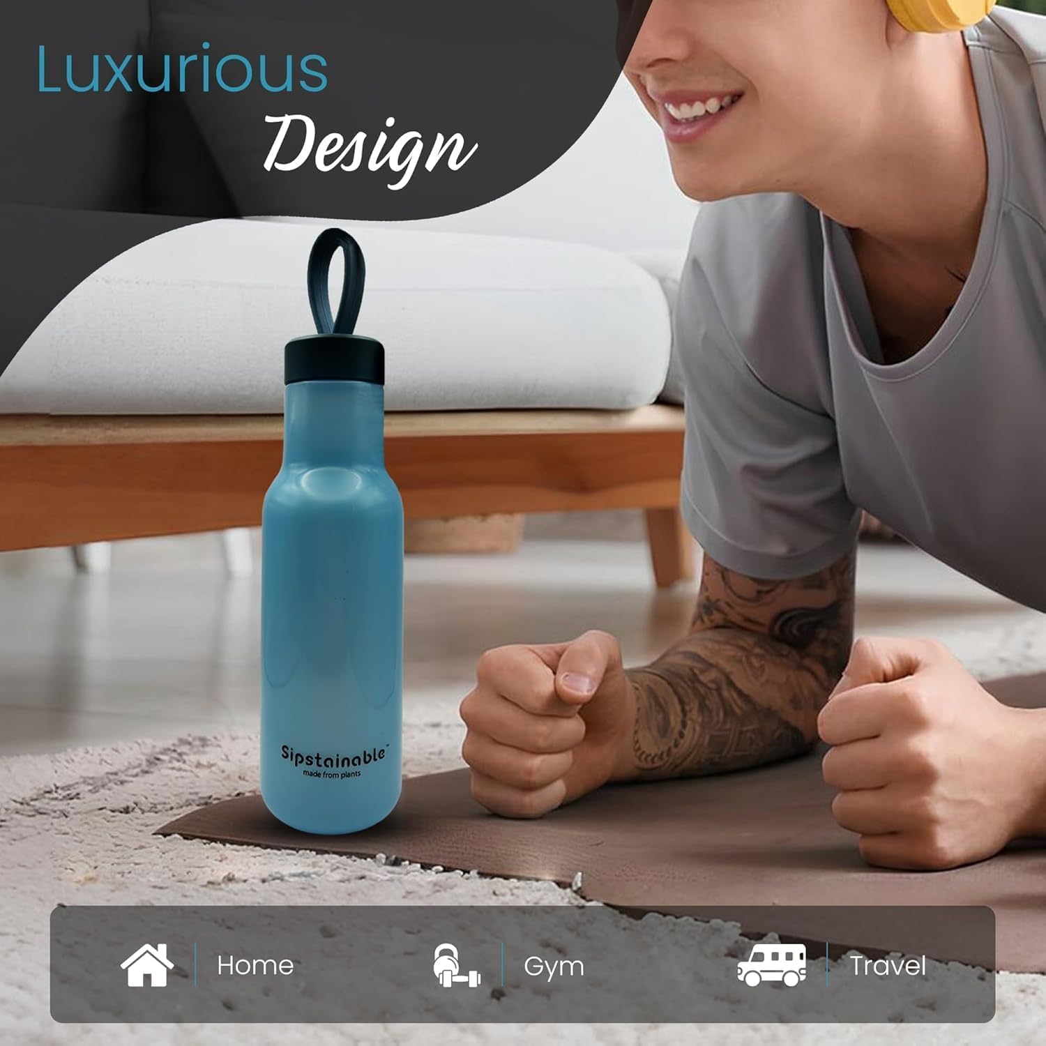 20 Oz Plastic Water Bottle - Eco-Friendly Reusable Bottle - Water Bottles BPA Free, Lightweight & Durable Leakproof Lid - Sustainable Bottle Sports & JYM Use (Blue)