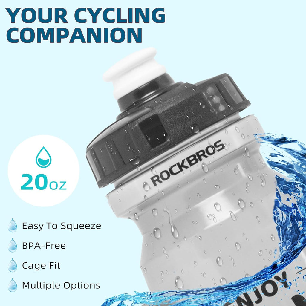 ROCKBROS Cycling Water Bottle, 20-25oz Cycling Bottle,Without BPA and BPS