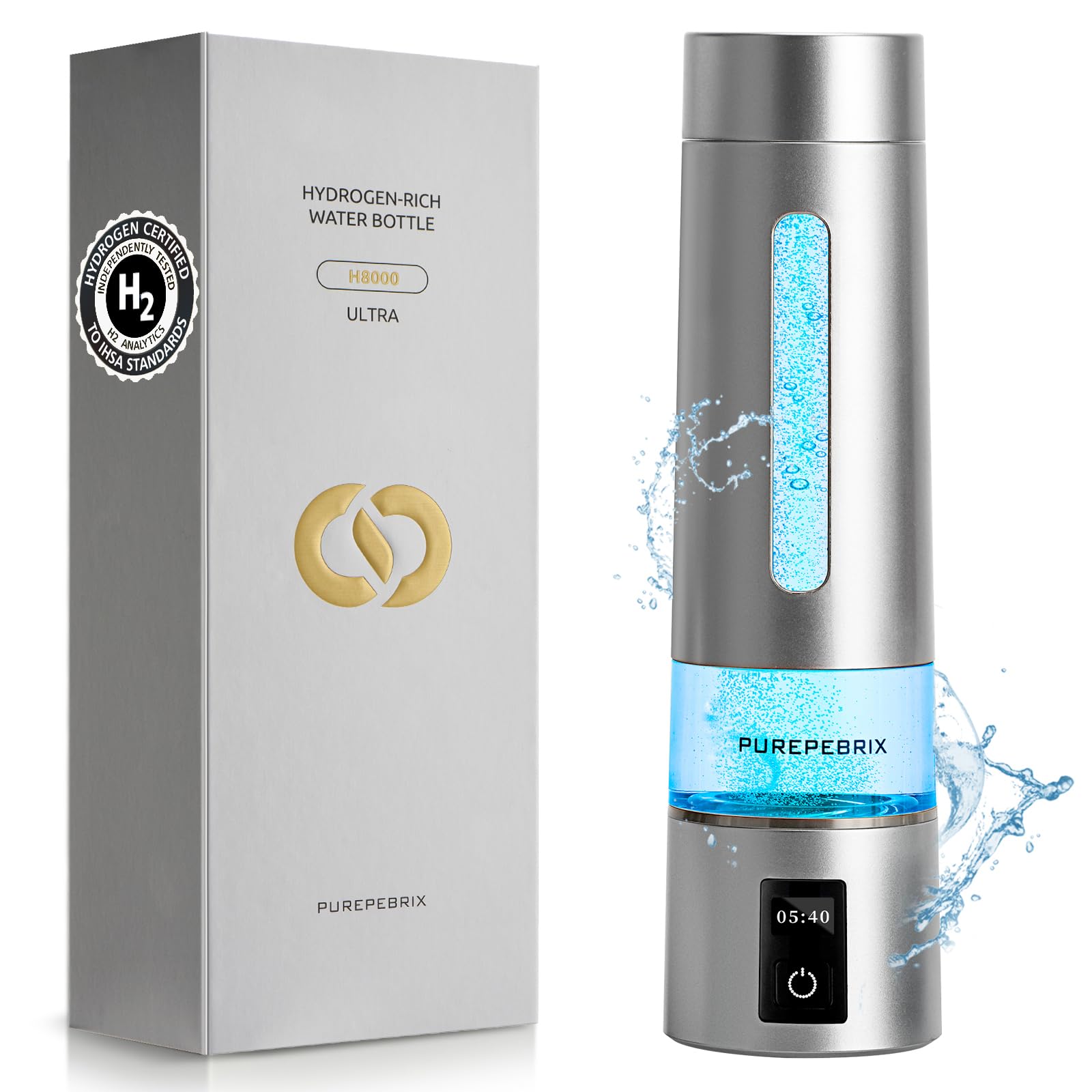 Hydrogen Water Bottle Generator – Up to 6400PPB Pure Hydrogen | IHSA Certified SPE/PEM Tech | Portable Hydrogen Water Bottle for Better Hydration, Recovery & a Thoughtful Wellness Gift