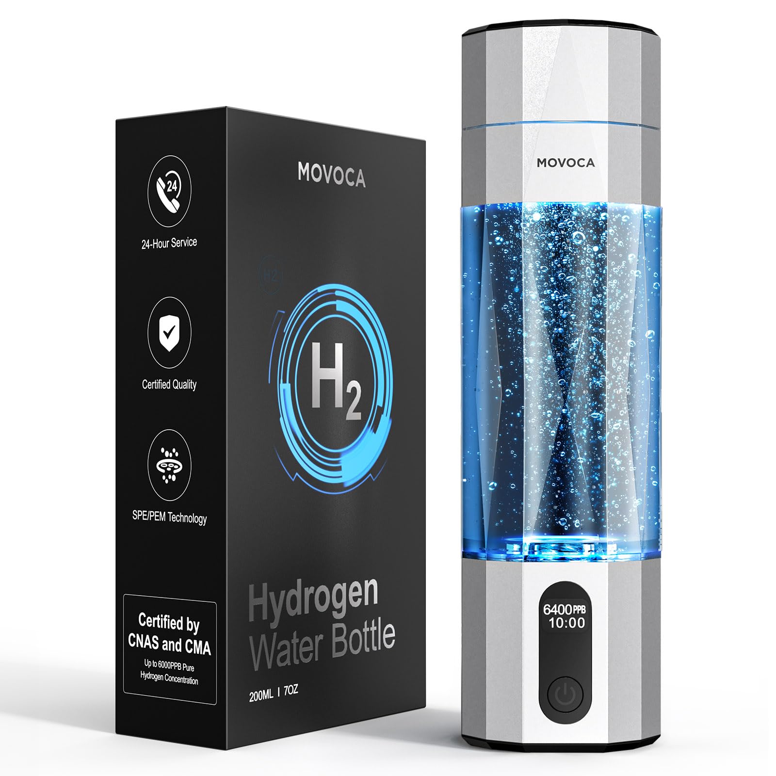 Upgrade Hydrogen Water Bottle, Up to 6400PPB Hydrogen Water Generator -SPE PEM Tech, 7 OZ Food-Grade PC Hydro Water Machine, Gifts for Husband, Wife, Family, Friends, Travel