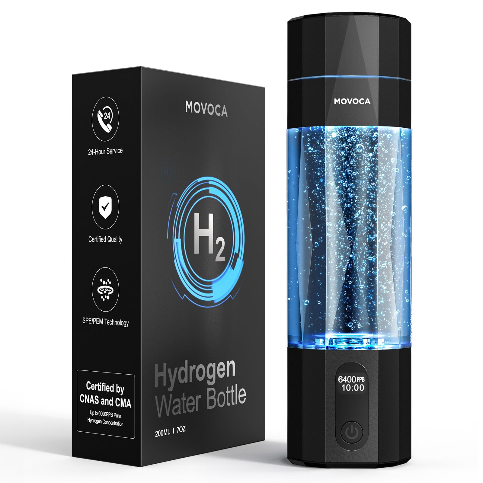 Upgrade Hydrogen Water Bottle, Up to 6400PPB Hydrogen Water Generator -SPE PEM Tech, 7 OZ Food-Grade PC Hydro Water Machine, Gifts for Husband, Wife, Family, Friends, Travel