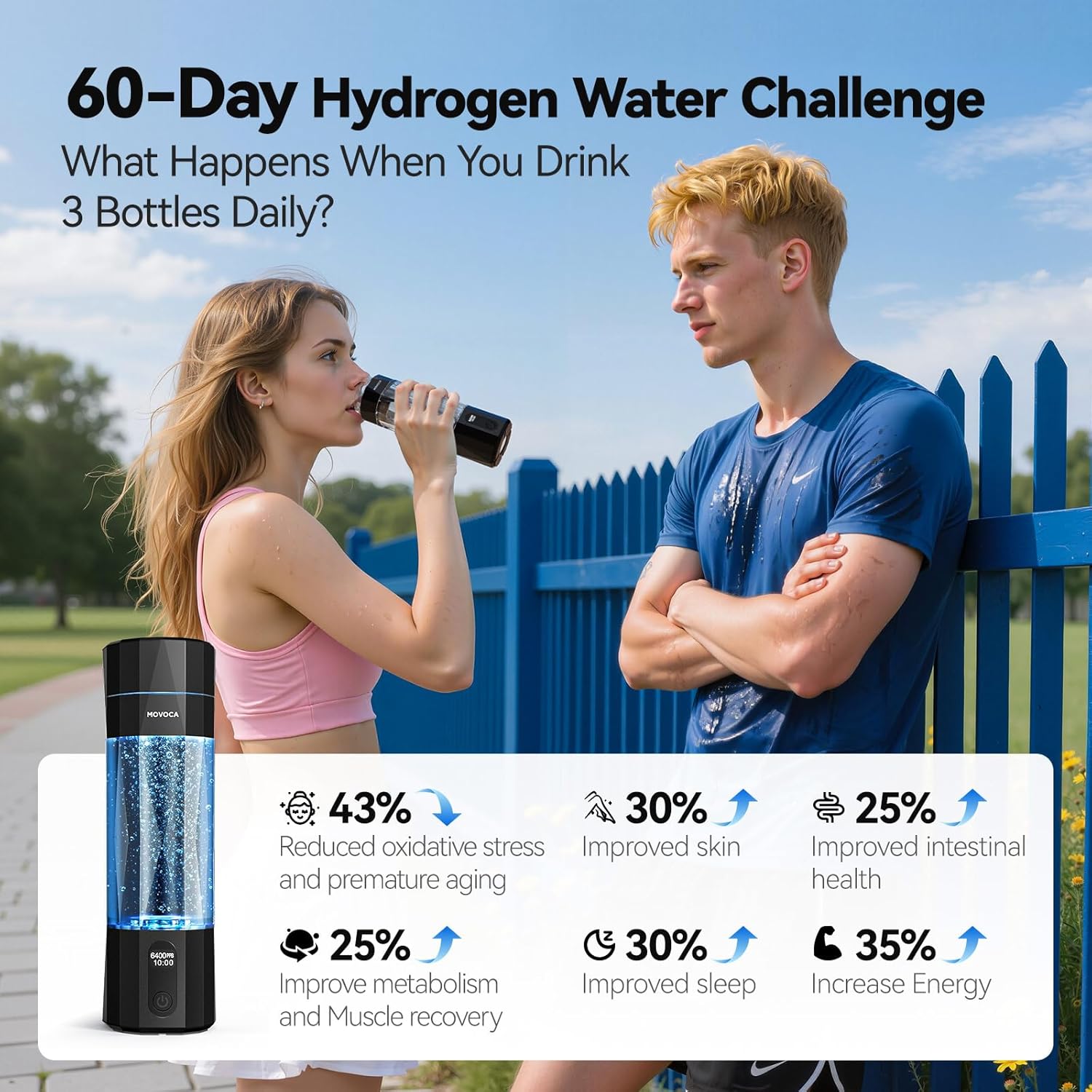 Upgrade Hydrogen Water Bottle, Up to 6400PPB Hydrogen Water Generator -SPE PEM Tech, 7 OZ Food-Grade PC Hydro Water Machine, Gifts for Husband, Wife, Family, Friends, Travel