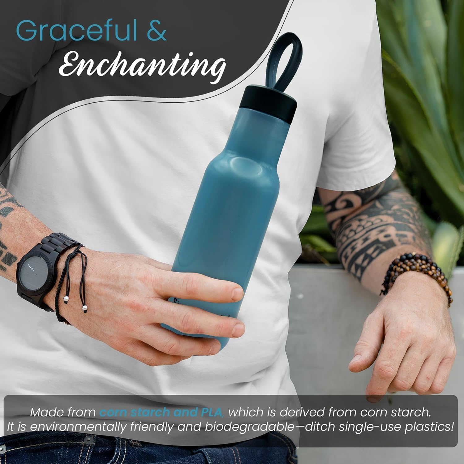 20 Oz Plastic Water Bottle - Eco-Friendly Reusable Bottle - Water Bottles BPA Free, Lightweight & Durable Leakproof Lid - Sustainable Bottle Sports & JYM Use (Blue)