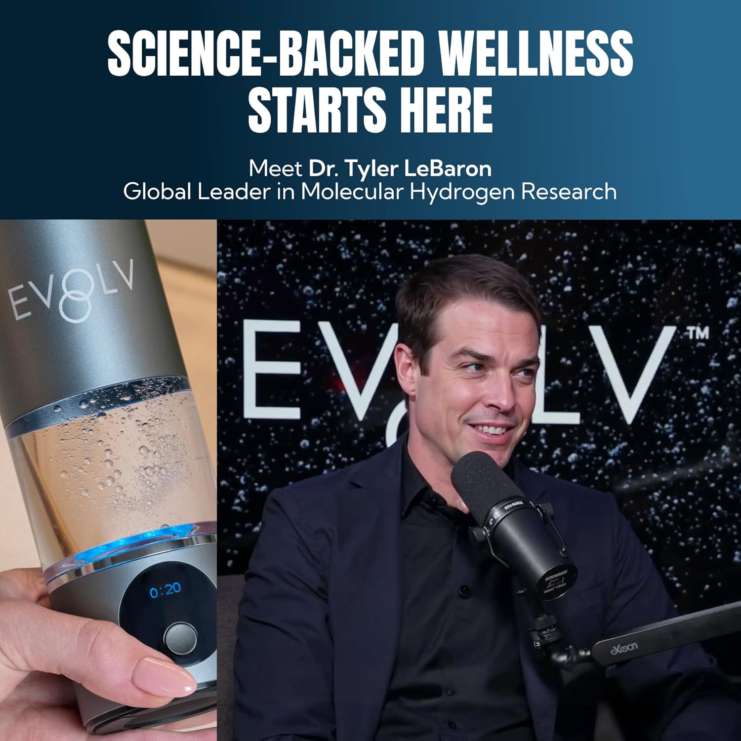 EVOLV Hydrogen Water Bottle Generator – SPE & PEM Water Ionizer 5.4PPM, Highest H2 Concentration – Portable 8oz Hydrogenated Water Bottle – Leak-Proof Hydrogen Water Machine, Easy to Use – Turquoise