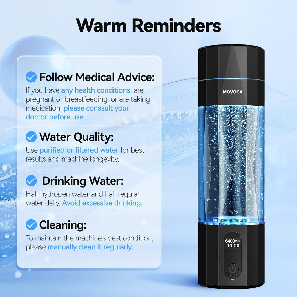 Upgrade Hydrogen Water Bottle, Up to 6400PPB Hydrogen Water Generator -SPE PEM Tech, 7 OZ Food-Grade PC Hydro Water Machine, Gifts for Husband, Wife, Family, Friends, Travel