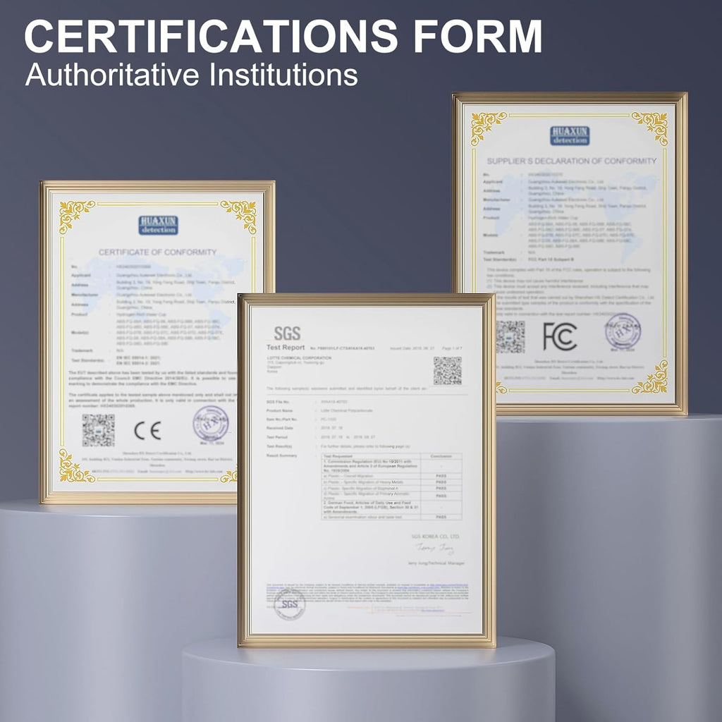 9.5oz High-grade Portable Hydrogen Water Bottle with Food-grade PC Cup Body & HydrogenLock Tech, Up to 6000ppb in 10mins/4000ppb in 5mins, Hydrogen Water Bottle Generator with SPE & PEM Tech