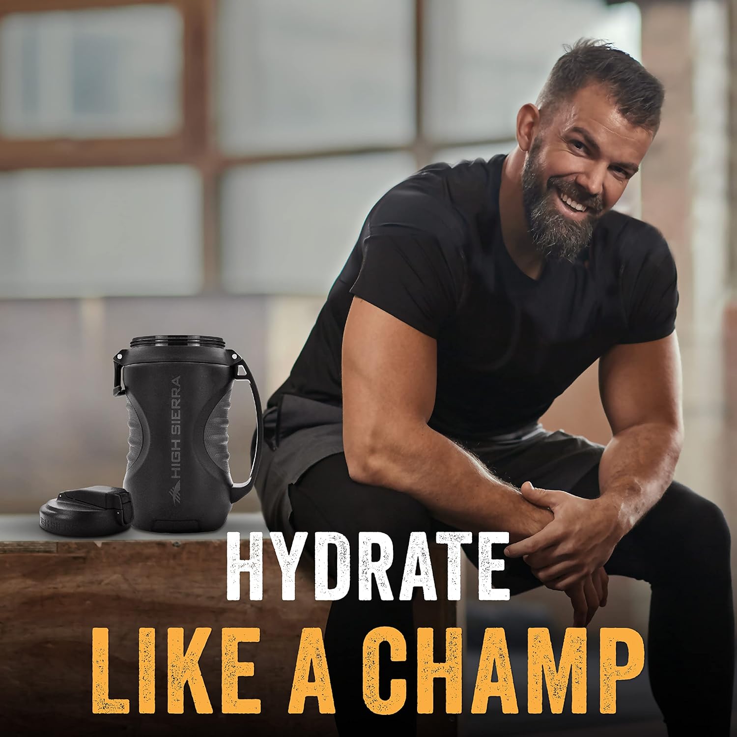 High Sierra 64 ounce Insulated Water Bottle – 64 oz Water Jug, Double Wall Insulation, Leakproof Flip-Top Lid, Silicone Spout, BPA-Free Half Gallon Bottle for Gym, Hiking, Outdoors with Fence Anchor