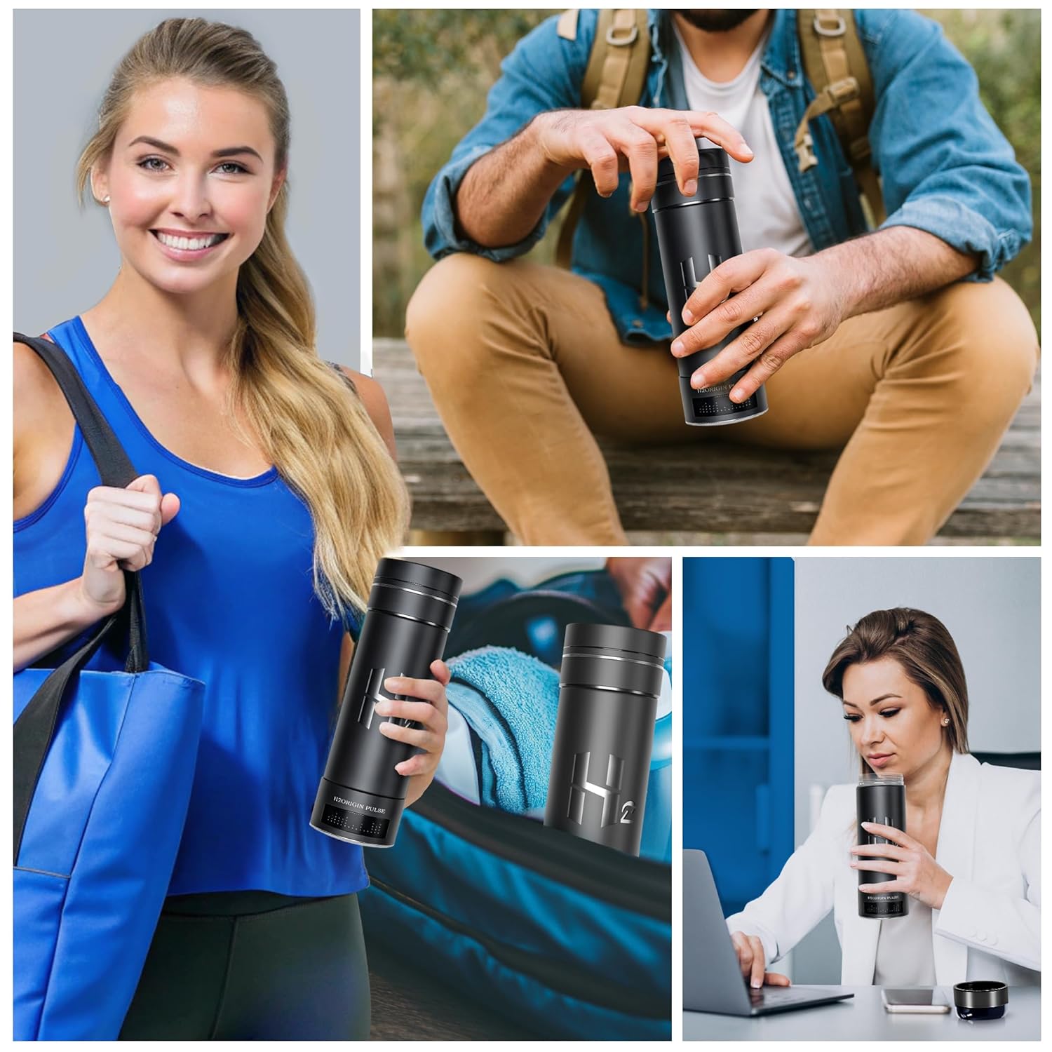 Hydrogen Water Bottle Generator, Up to 9000 PPB Hydrogen Bottle Water Ionizer with SPE/PEM Technology, 3-in-1 Portable Universal Adapter and Refreshing Mist Spray for Home Hydration