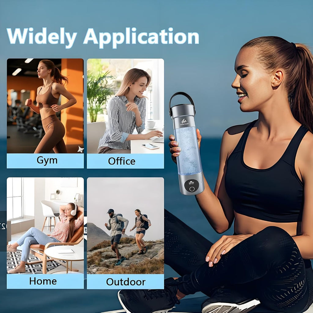 KOOMTOOM 500ML Hydrogen Water Bottle,2025 Portable Hydrogen Generator with Handle,SPE & PEM Technology,6000 PPB Concentration,17OZ Hydrogen Water Generator Healthy Gift for Lover,Family - Dark Grey